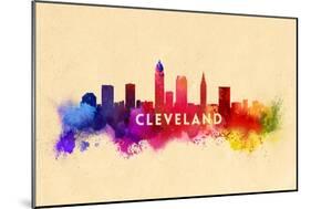 Cleveland, Ohio - Skyline Abstract-Lantern Press-Mounted Art Print