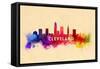 Cleveland, Ohio - Skyline Abstract-Lantern Press-Framed Stretched Canvas