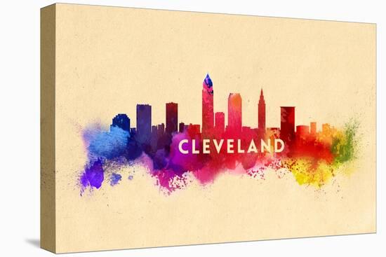 Cleveland, Ohio - Skyline Abstract-Lantern Press-Stretched Canvas