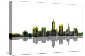 Cleveland Ohio Skyline BW 1-Marlene Watson-Stretched Canvas