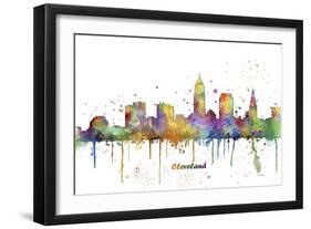 Cleveland Ohio Skyline MCLR 1-Marlene Watson-Framed Giclee Print