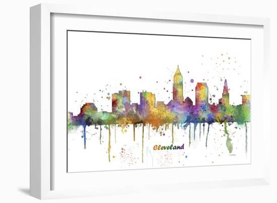 Cleveland Ohio Skyline MCLR 1-Marlene Watson-Framed Giclee Print