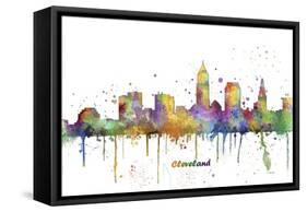Cleveland Ohio Skyline MCLR 1-Marlene Watson-Framed Stretched Canvas