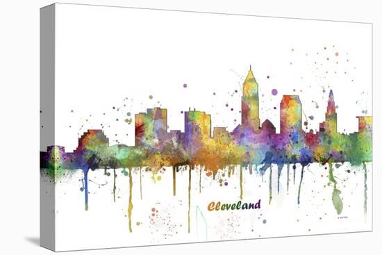 Cleveland Ohio Skyline MCLR 1-Marlene Watson-Stretched Canvas