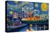 Cleveland, Ohio - Starry Night - City Skyline - Lantern Press Artwork-Lantern Press-Stretched Canvas