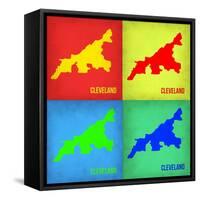 Cleveland Pop Art Map 1-NaxArt-Framed Stretched Canvas