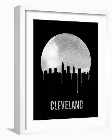 Cleveland Skyline Black-null-Framed Art Print