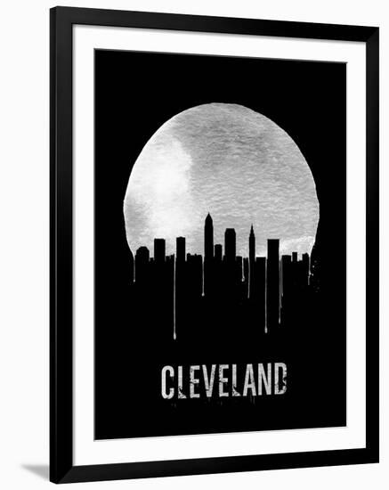 Cleveland Skyline Black-null-Framed Art Print