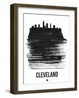 Cleveland Skyline Brush Stroke - Black-NaxArt-Framed Art Print