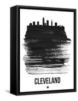 Cleveland Skyline Brush Stroke - Black-NaxArt-Framed Stretched Canvas