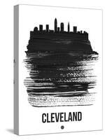 Cleveland Skyline Brush Stroke - Black-NaxArt-Stretched Canvas