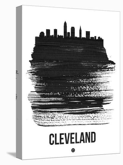 Cleveland Skyline Brush Stroke - Black-NaxArt-Stretched Canvas