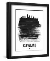 Cleveland Skyline Brush Stroke - Black-NaxArt-Framed Art Print