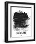 Cleveland Skyline Brush Stroke - Black-NaxArt-Framed Art Print