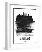 Cleveland Skyline Brush Stroke - Black-NaxArt-Framed Art Print