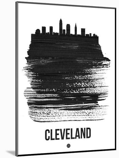 Cleveland Skyline Brush Stroke - Black-NaxArt-Mounted Art Print