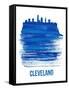 Cleveland Skyline Brush Stroke - Blue-NaxArt-Framed Stretched Canvas