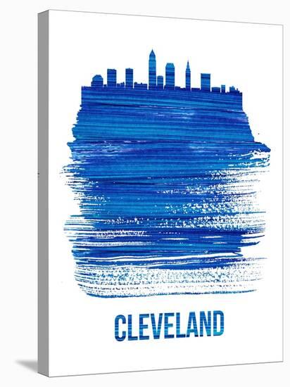 Cleveland Skyline Brush Stroke - Blue-NaxArt-Stretched Canvas