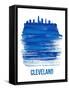 Cleveland Skyline Brush Stroke - Blue-NaxArt-Framed Stretched Canvas