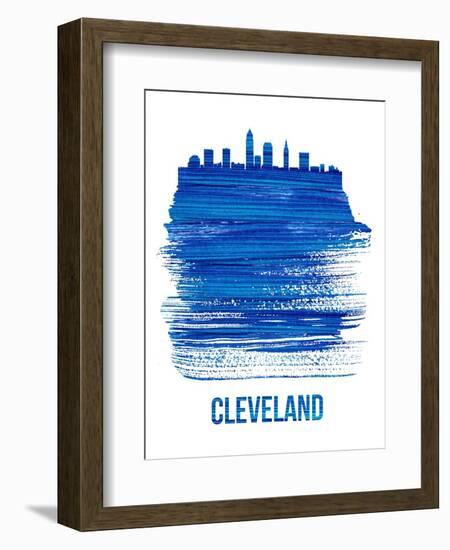 Cleveland Skyline Brush Stroke - Blue-NaxArt-Framed Art Print