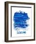 Cleveland Skyline Brush Stroke - Blue-NaxArt-Framed Art Print