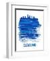 Cleveland Skyline Brush Stroke - Blue-NaxArt-Framed Art Print