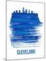 Cleveland Skyline Brush Stroke - Blue-NaxArt-Mounted Art Print