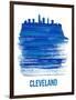 Cleveland Skyline Brush Stroke - Blue-NaxArt-Framed Art Print