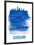 Cleveland Skyline Brush Stroke - Blue-NaxArt-Framed Art Print