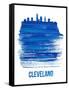 Cleveland Skyline Brush Stroke - Blue-NaxArt-Framed Stretched Canvas