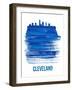 Cleveland Skyline Brush Stroke - Blue-NaxArt-Framed Art Print