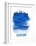 Cleveland Skyline Brush Stroke - Blue-NaxArt-Framed Art Print