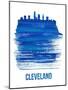 Cleveland Skyline Brush Stroke - Blue-NaxArt-Mounted Art Print