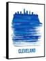 Cleveland Skyline Brush Stroke - Blue-NaxArt-Framed Stretched Canvas