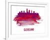 Cleveland Skyline Brush Stroke - Red-NaxArt-Framed Art Print