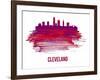 Cleveland Skyline Brush Stroke - Red-NaxArt-Framed Art Print