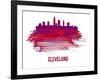 Cleveland Skyline Brush Stroke - Red-NaxArt-Framed Art Print