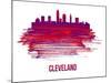 Cleveland Skyline Brush Stroke - Red-NaxArt-Mounted Art Print