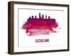 Cleveland Skyline Brush Stroke - Red-NaxArt-Framed Art Print