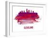 Cleveland Skyline Brush Stroke - Red-NaxArt-Framed Art Print