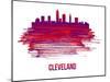 Cleveland Skyline Brush Stroke - Red-NaxArt-Mounted Art Print