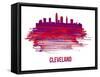 Cleveland Skyline Brush Stroke - Red-NaxArt-Framed Stretched Canvas