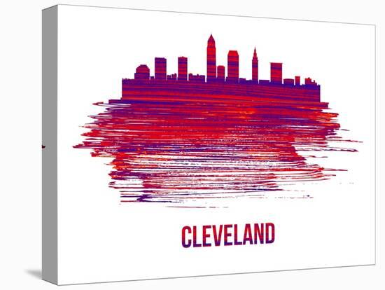 Cleveland Skyline Brush Stroke - Red-NaxArt-Stretched Canvas