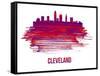 Cleveland Skyline Brush Stroke - Red-NaxArt-Framed Stretched Canvas