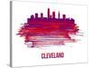 Cleveland Skyline Brush Stroke - Red-NaxArt-Stretched Canvas