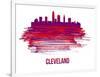 Cleveland Skyline Brush Stroke - Red-NaxArt-Framed Art Print