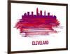 Cleveland Skyline Brush Stroke - Red-NaxArt-Framed Art Print