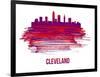 Cleveland Skyline Brush Stroke - Red-NaxArt-Framed Art Print