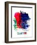 Cleveland Skyline Brush Stroke - Watercolor-NaxArt-Framed Art Print