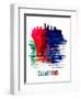 Cleveland Skyline Brush Stroke - Watercolor-NaxArt-Framed Art Print